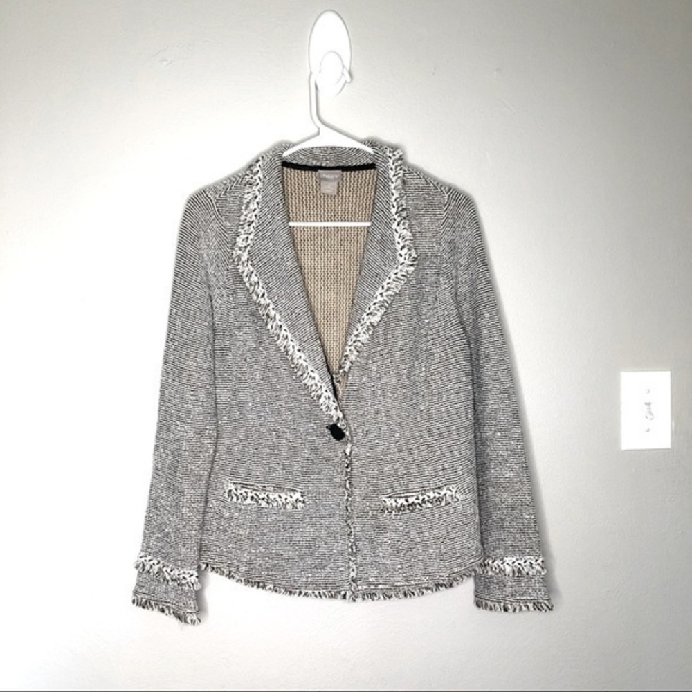 Chico’s Tweed Fringe Blazer